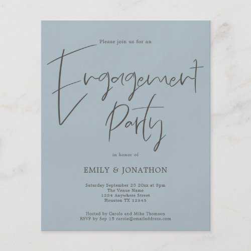 PAPER Script Engagement Party Dusty Blue Invite