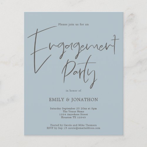 PAPER Script Engagement Party Dusty Blue Invite