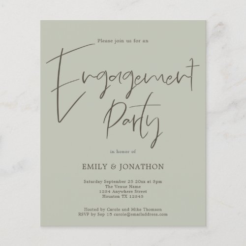 PAPER Script Engagement Party Sage Green Invite