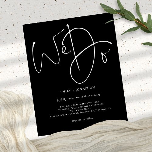 PAPER Script We Do Black Wedding Invitation