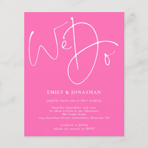 PAPER Script We Do Hot Pink Wedding Invitation