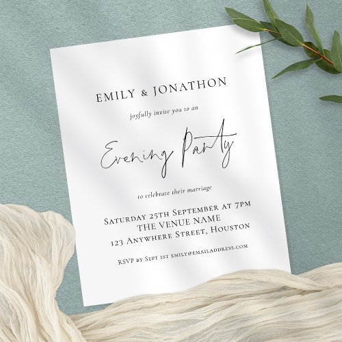 Paper Script Wedding Evening Party Invite