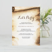 Paper Scroll Rustic Country Let's Party Invitation (Standing Front)
