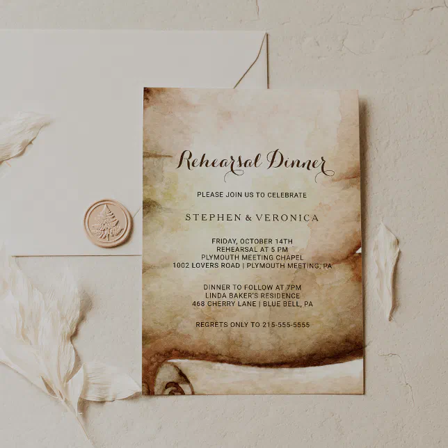 Paper Scroll Rustic Country Rehearsal Dinner Invitation | Zazzle