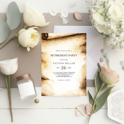 Paper Scroll Rustic Country Retirement Party Invitation