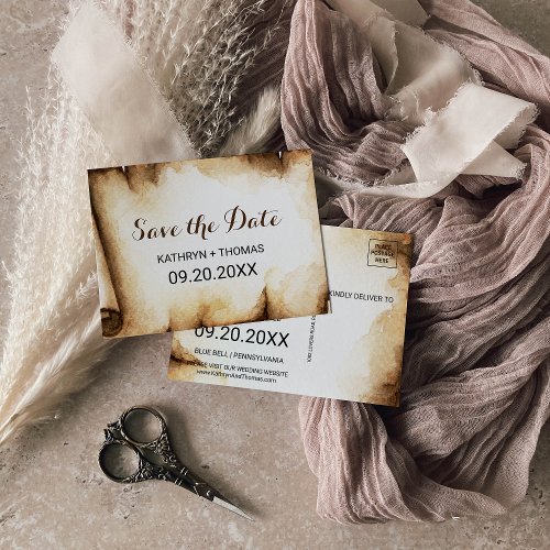 Paper Scroll Rustic Country Save the Date Card