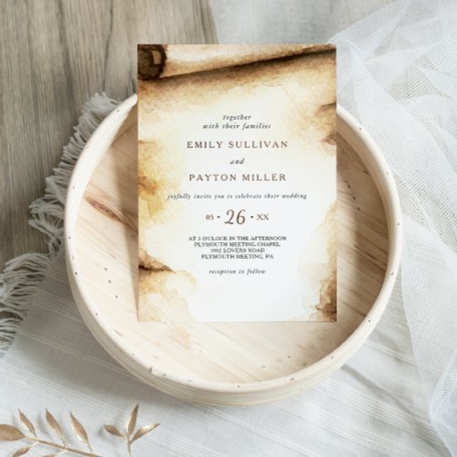 Paper Scroll Rustic Country Wedding Invitation