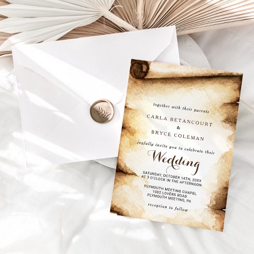 Paper Scroll Rustic Country Wedding Invitation