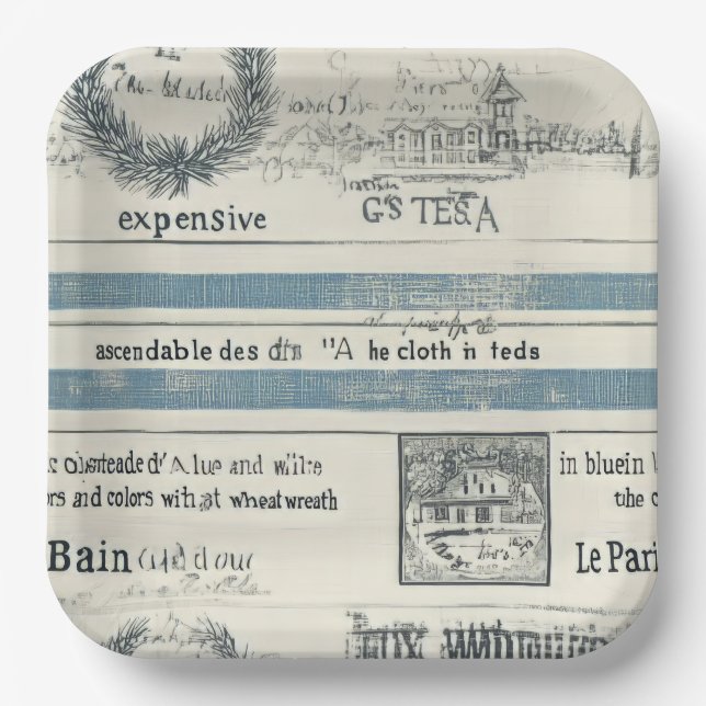 Paper Serving Bowl with Nautical Details Plates (Front)