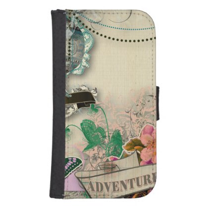 paper shabby chic, french country,vintage,worn,rus galaxy s4 wallet case