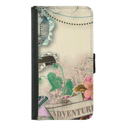 paper shabby chic, french country,vintage,worn,rus samsung galaxy s5 wallet case