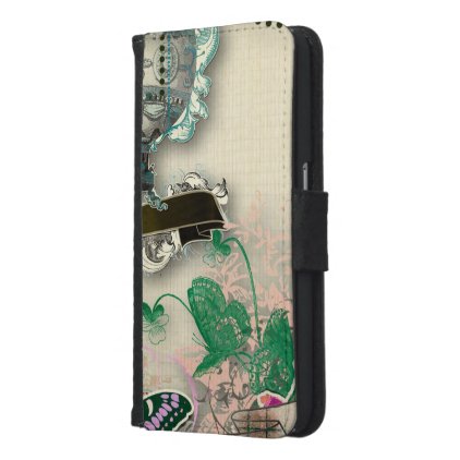 paper shabby chic, french country,vintage,worn,rus samsung galaxy s6 wallet case