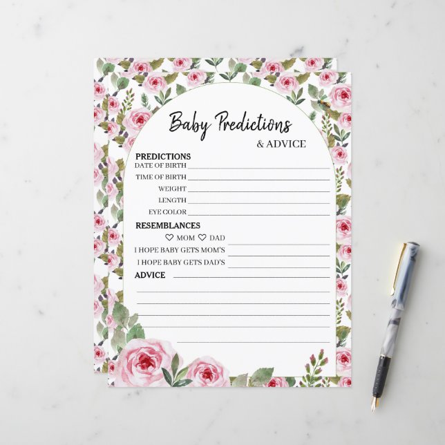  Paper Sheet game "Baby Predictions & ADVICE"  (Front/Back In Situ)