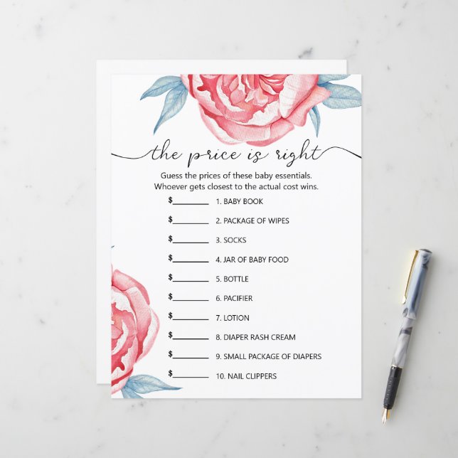 Paper Sheet game "the price is right" (Front/Back In Situ)