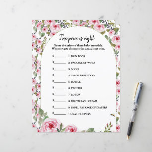 Paper Sheet  game The price is right 