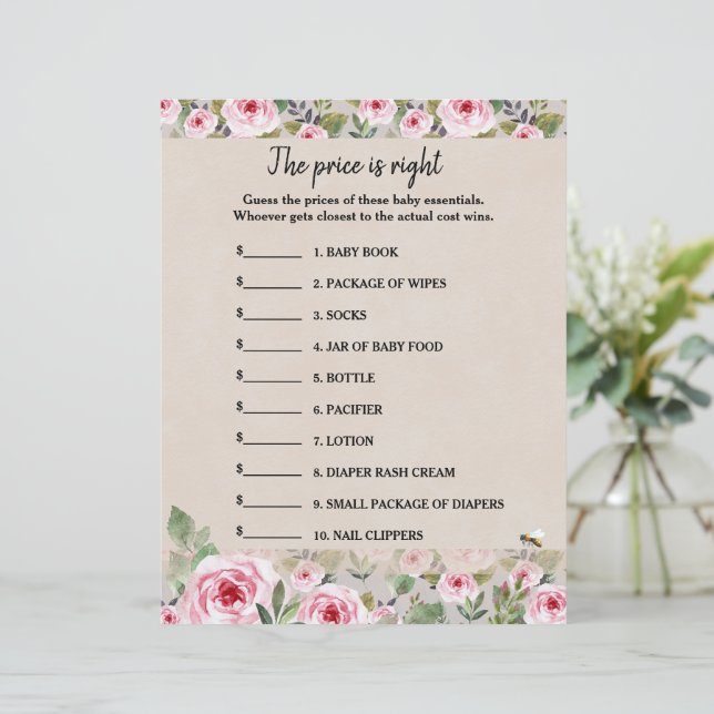 Paper Sheet  game The price is right  (Standing Front)