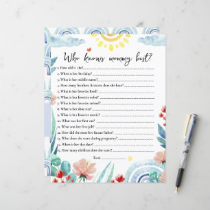 Paper Sheet  game Who knows mommy best?