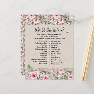 Paper Sheet Game "Would She Rather?