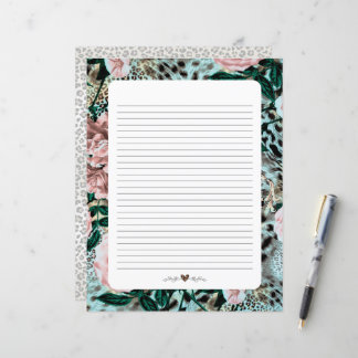 Paper Sheet, Lined Writing Paper, Leopard Print,