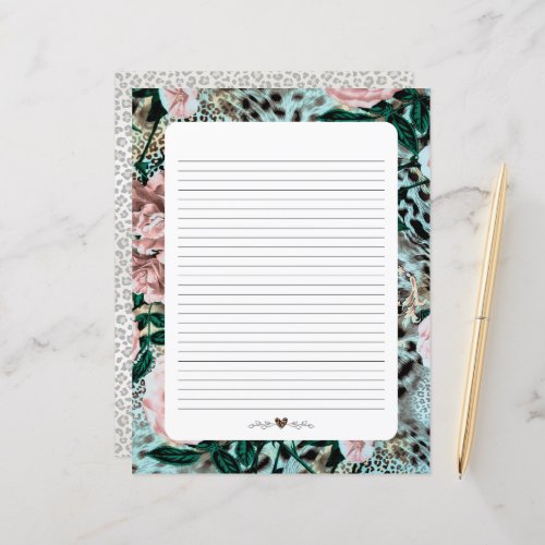 Paper Sheet Lined Writing Paper Leopard Print