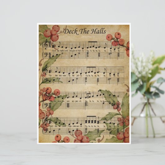 Paper Sheet Music Art-Deck the Halls (Standing Front)
