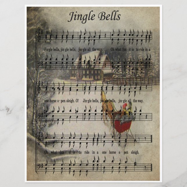 Paper Sheet Music Art - Jingle Bells (Front)