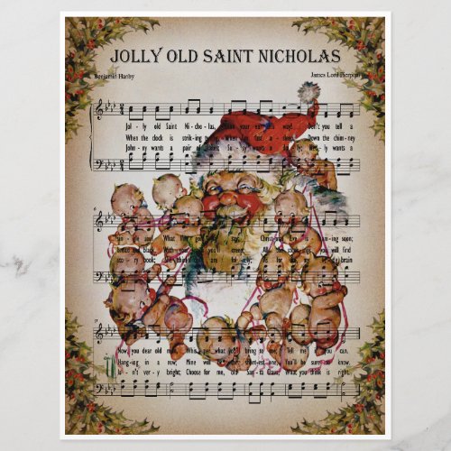 Paper Sheet Music Art-Jolly Old St. Nick
