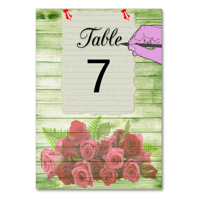 Paper sheet table number (Front)