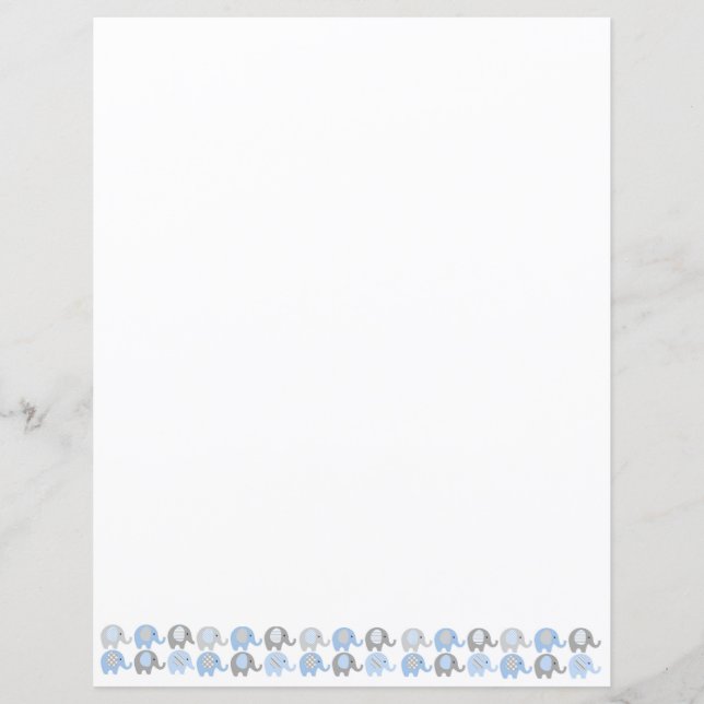 Paper Sheets - Blue & Grey Elephants (Front)