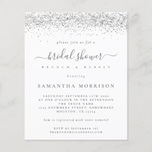 PAPER Silver Glitter Bridal Shower Invitation