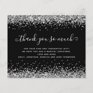 PAPER Silver Glitter Christmas Black Thank You