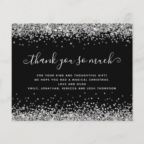 PAPER  Silver Glitter Christmas Black Thank You