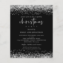 PAPER Silver Glitter Christmas Party Black Invite