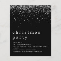 PAPER Silver Glitter Christmas Party Black Invite