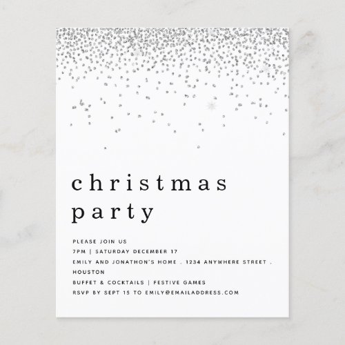 PAPER  Silver Glitter Christmas Party Invite