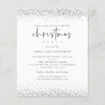 PAPER Silver Glitter Christmas Party White Invite