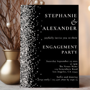 PAPER   Silver Glitter Engagement Party Black