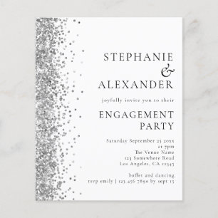 PAPER Silver Glitter Engagement Party Invite