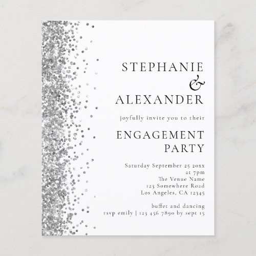 PAPER  Silver Glitter Engagement Party Invite