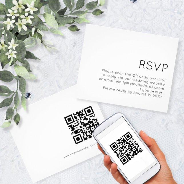 PAPER Simple QR Code Black White Wedding RSVP (Creator Uploaded)