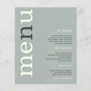 PAPER Simple Sage Ivory Text Wedding Menu