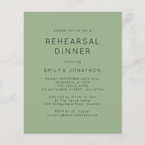 PAPER Simple Sage Rehearsal Dinner Wedding Invite Flyer