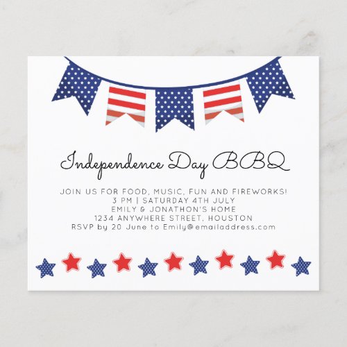 PAPER  Simple Stars Bunting 4th July BBQ Invite