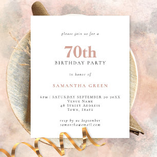 PAPER Simple Text Blush 70th Birthday Invitation