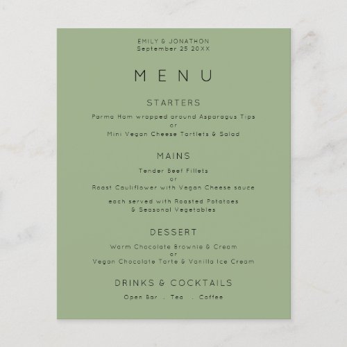 PAPER  Simple Text Sage Green Wedding Menu