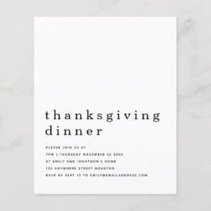 PAPER Simple Text Thanksgiving Dinner Invitation