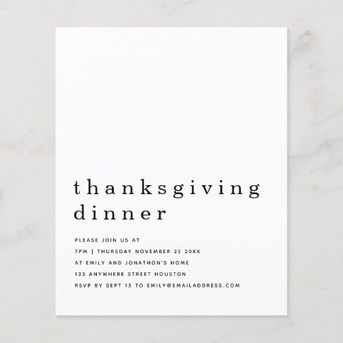 PAPER  Simple Text Thanksgiving Dinner Invitation