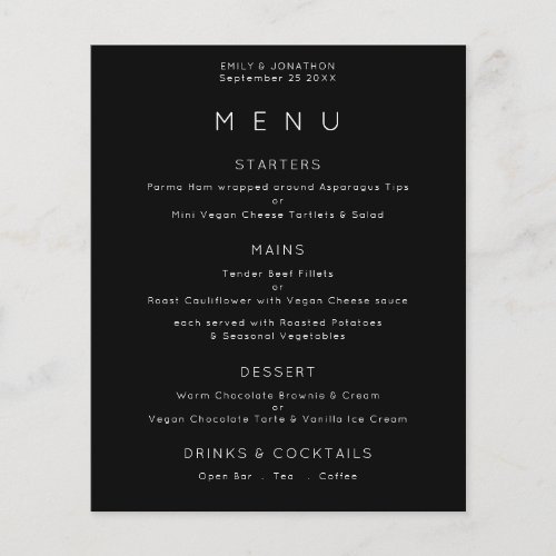 PAPER  Simple Text White Black Wedding Menu