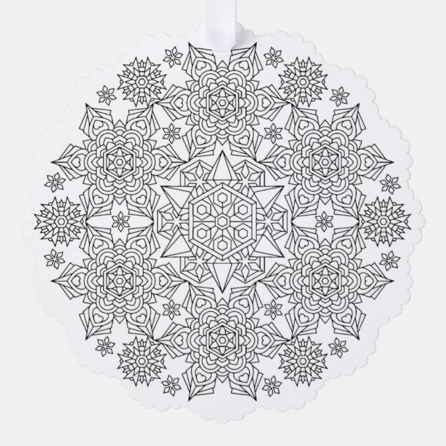 Paper Snowflake Coloring Page Ornament Card (Front)
