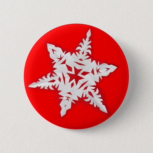 Paper Snowflake Pinback Button (Front)